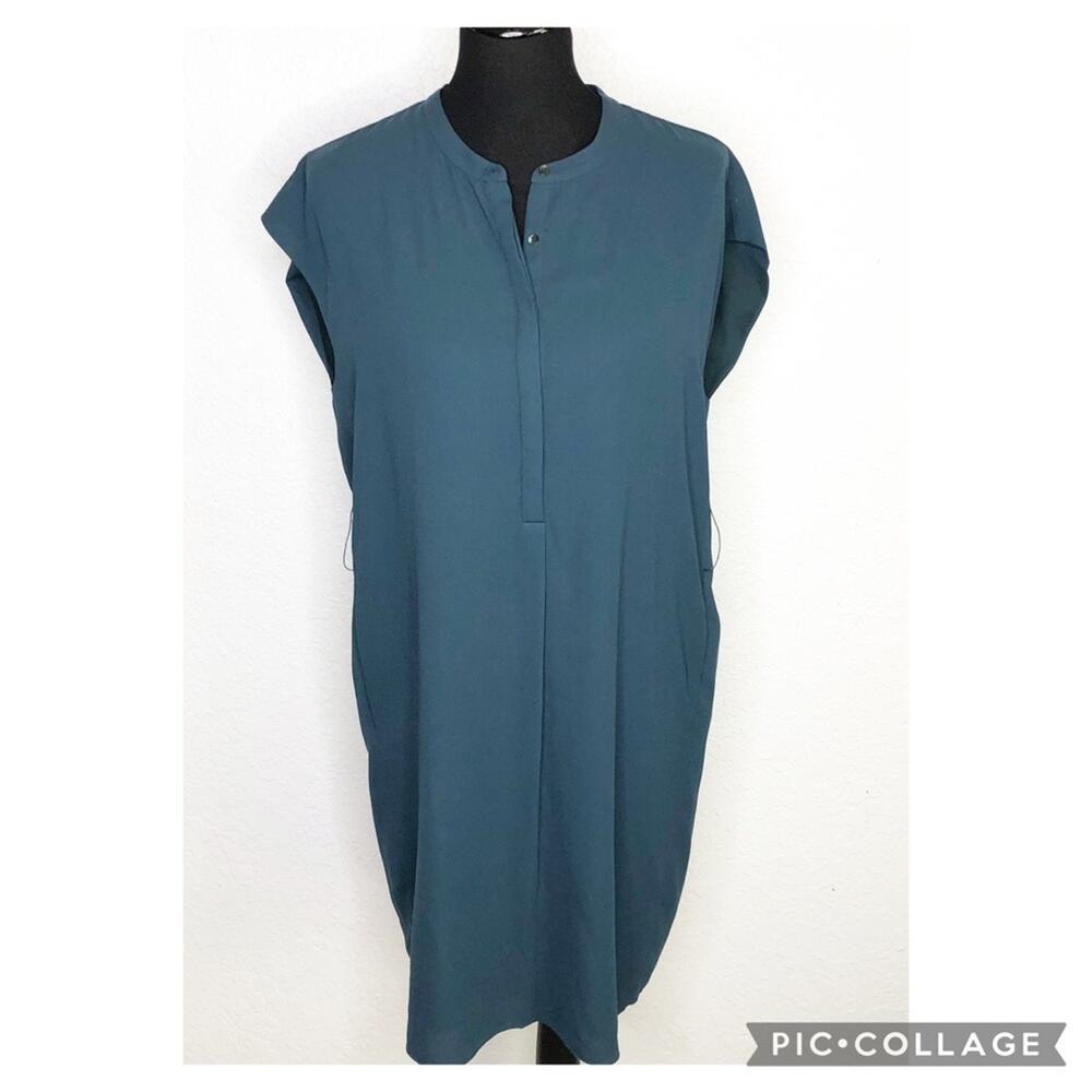 Aritzia Babaton teal green blue cap sleeve shift dress‎ size Large